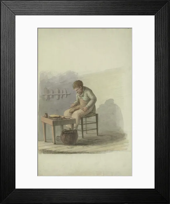 Framed Print : Shoemaker at work, 1700-1800. Creator: Anon Framed Print : Shoemaker at work, 1700-1800. Creator: Anon