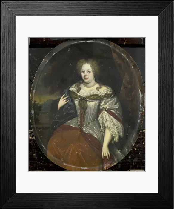 Framed Print : Portrait of Frouck, Baroness van Aylva, Wife of Hans Willem van Aylva after 1658, 1693-1717. Creator: Hendrik de Valk Framed Print : Portrait of Frouck, Baroness van Aylva, Wife of Hans Willem van Aylva after 1658, 1693-1717. Creator: Hendrik de Valk