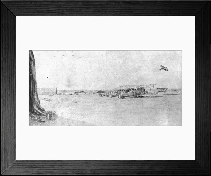 Framed Print : Combat Aerien; en escadre; depart d'une escadre; trois escadrilles sont deja formees... 1918. Creator: Etienne Cournault Framed Print : Combat Aerien; en escadre; depart d'une escadre; trois escadrilles sont deja formees... 1918. Creator: Etienne Cournault