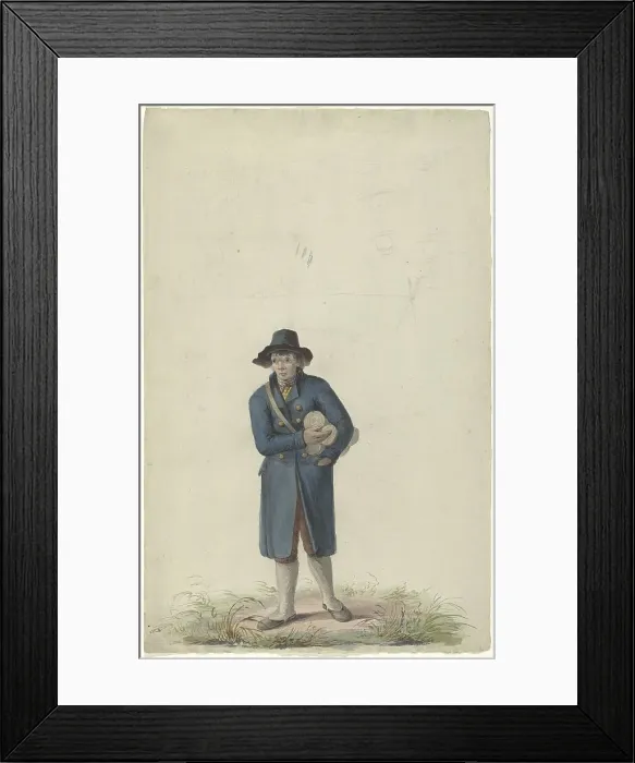 Framed Print : Standing man with three rolls under the arm, 1700-1800. Creator: Anon Framed Print : Standing man with three rolls under the arm, 1700-1800. Creator: Anon