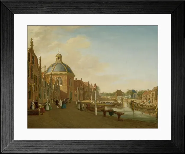 Framed Print : The Docking Basin in the Barge Canal in Leidschendam, 1756. Creator: Paulus Constantijn la Fargue Framed Print : The Docking Basin in the Barge Canal in Leidschendam, 1756. Creator: Paulus Constantijn la Fargue