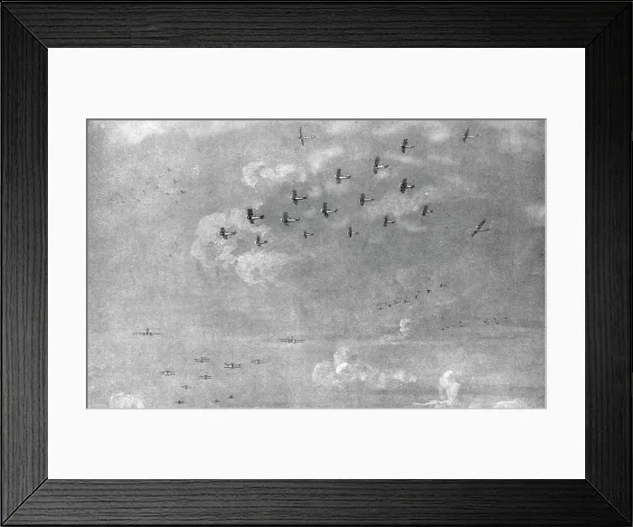 Framed Print : Combat Aerien; en escadre; Escadre de bombardement en expedition...1918. Creator: Etienne Cournault Framed Print : Combat Aerien; en escadre; Escadre de bombardement en expedition...1918. Creator: Etienne Cournault