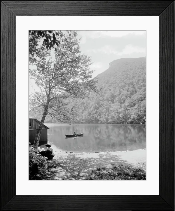 Framed Print : Profile Lake and Old Man of the Mountain, White Mts. N.H. between 1900 and 1920. Creator: Unknown Framed Print : Profile Lake and Old Man of the Mountain, White Mts. N.H. between 1900 and 1920. Creator: Unknown
