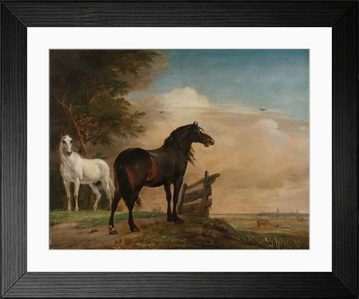 Framed Print : Two Horses in a Meadow near a Gate, 1649. Creator: Paulus Potter Framed Print : Two Horses in a Meadow near a Gate, 1649. Creator: Paulus Potter