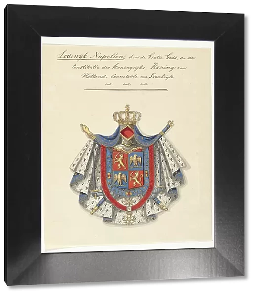 Coat of arms of Lodewijk Napoleon Bonaparte, King of Holland, 1807. Creator: Anon