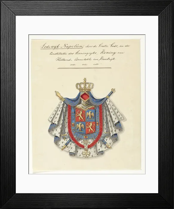 Framed Print : Coat of arms of Lodewijk Napoleon Bonaparte, King of Holland, 1807. Creator: Anon Framed Print : Coat of arms of Lodewijk Napoleon Bonaparte, King of Holland, 1807. Creator: Anon