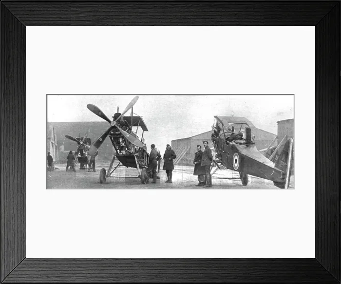 Framed Print : Combat Aerien; Parmi les forces alliees aerienes; Montage d'areoplanes repares dans un... 1917-18 Creator: Unknown Framed Print : Combat Aerien; Parmi les forces alliees aerienes; Montage d'areoplanes repares dans un... 1917-18 Creator: Unknown