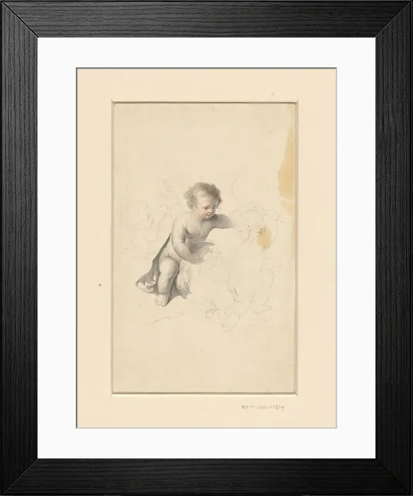 Framed Print : Three putti with a torch, eagle and bow, 1800-1900. Creator: Anon Framed Print : Three putti with a torch, eagle and bow, 1800-1900. Creator: Anon