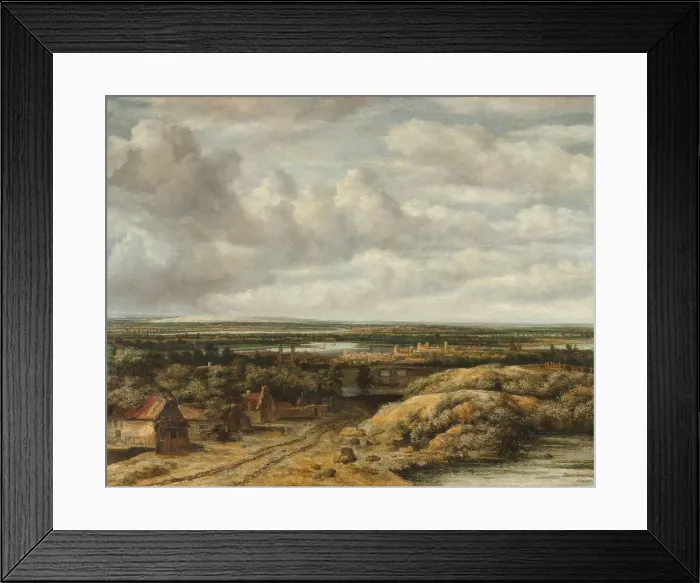 Framed Print : Distant View with Cottages along a Road, 1655. Creator: Philip Koninck Framed Print : Distant View with Cottages along a Road, 1655. Creator: Philip Koninck
