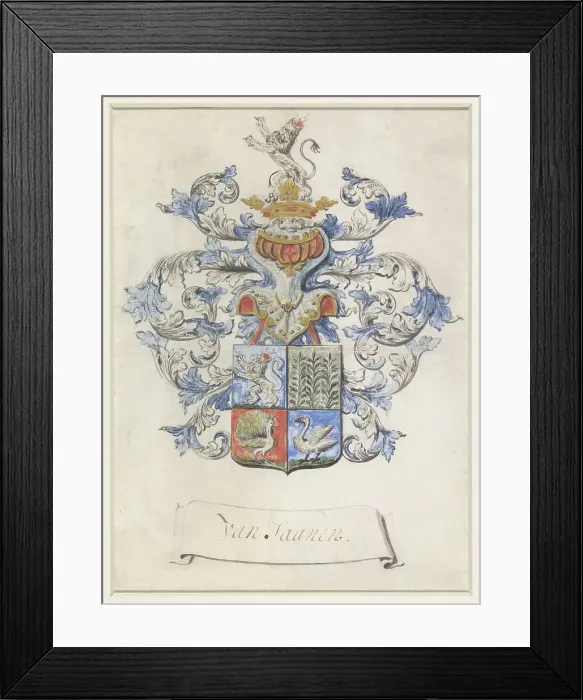 Framed Print : Family crest, possibly of the genus of Zaanen, 1600-1749. Creator: Anon Framed Print : Family crest, possibly of the genus of Zaanen, 1600-1749. Creator: Anon