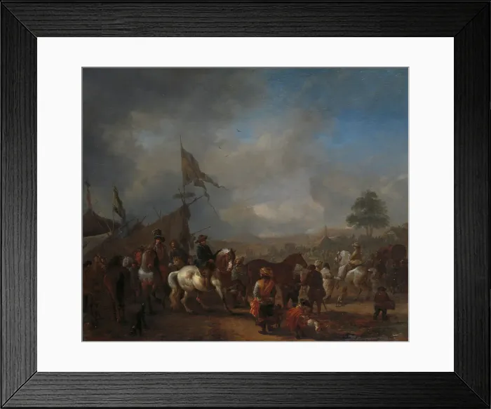 Framed Print : A Horse Fair near an Army Camp, c.1665-1668. Creator: Philips Wouwerman Framed Print : A Horse Fair near an Army Camp, c.1665-1668. Creator: Philips Wouwerman