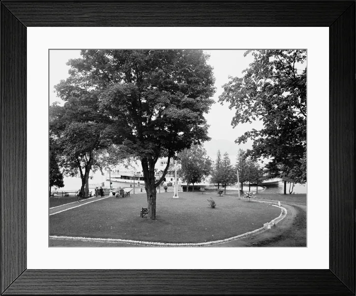 Framed Print : The Boat landing, Hotel Marion on Lake George, between 1900 and 1920. Creator: Unknown Framed Print : The Boat landing, Hotel Marion on Lake George, between 1900 and 1920. Creator: Unknown