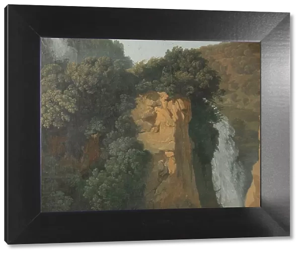 Overgrown Cliffs with a Waterfall in Italy, perhaps at Tivoli, 1790-1820. Creator: Hendrik Voogd