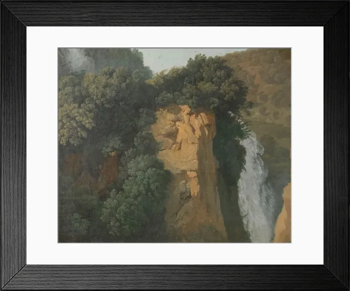 Framed Print : Overgrown Cliffs with a Waterfall in Italy, perhaps at Tivoli, 1790-1820. Creator: Hendrik Voogd Framed Print : Overgrown Cliffs with a Waterfall in Italy, perhaps at Tivoli, 1790-1820. Creator: Hendrik Voogd
