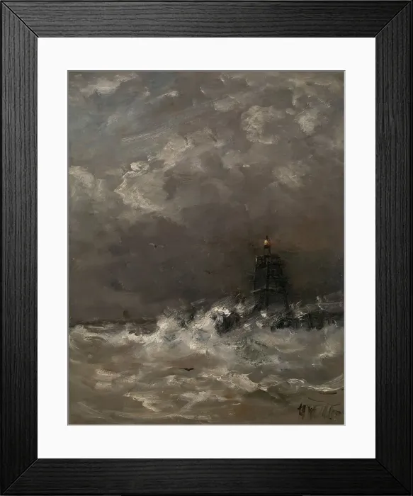 Framed Print : Lighthouse in Breaking Waves, c.1900-c.1907. Creator: Hendrik Willem Mesdag Framed Print : Lighthouse in Breaking Waves, c.1900-c.1907. Creator: Hendrik Willem Mesdag
