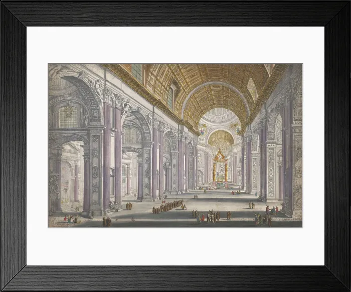Framed Print : View of the interior of the St. Peter's Basilica in Vatican City, 1700-1799. Creator: Anon Framed Print : View of the interior of the St. Peter's Basilica in Vatican City, 1700-1799. Creator: Anon