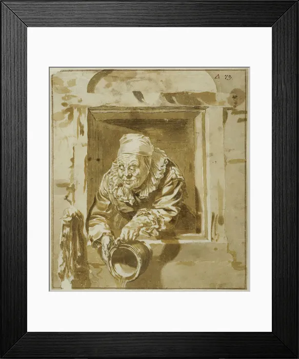 Framed Print : Old lady in window. Creator: Jan de Bisschop Framed Print : Old lady in window. Creator: Jan de Bisschop