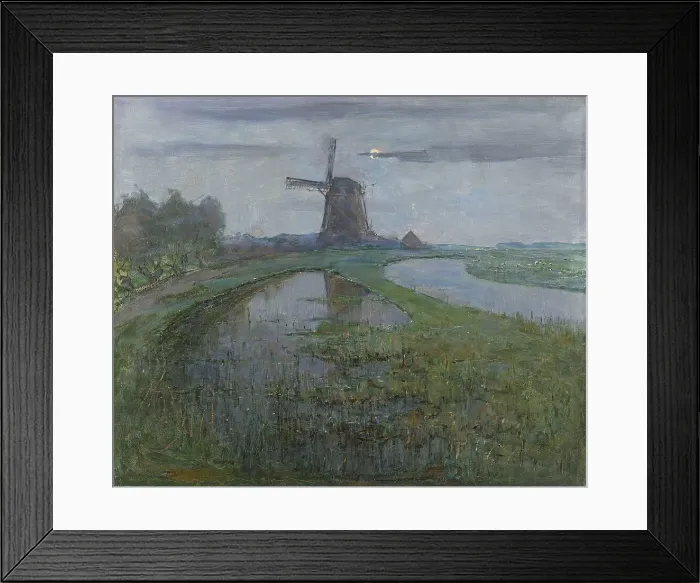 Framed Print : Oostzijdse Mill along the River Gein by Moonlight, c.1903. Creator: Piet Mondrian Framed Print : Oostzijdse Mill along the River Gein by Moonlight, c.1903. Creator: Piet Mondrian