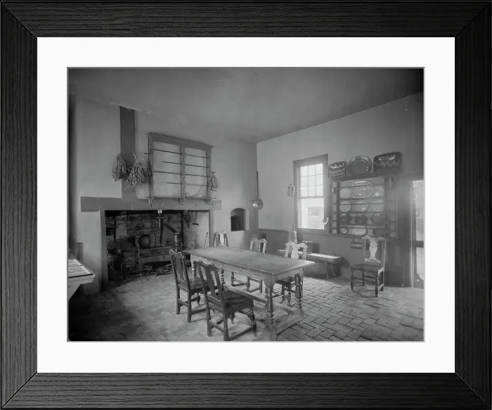Framed Print : Martha Washington kitchen at Mt. Vernon, between 1900 and 1920. Creator: Unknown Framed Print : Martha Washington kitchen at Mt. Vernon, between 1900 and 1920. Creator: Unknown