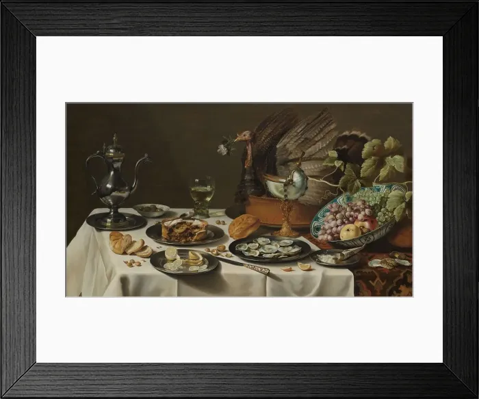 Framed Print : Still Life with a Turkey Pie, 1627. Creator: Pieter Claesz Framed Print : Still Life with a Turkey Pie, 1627. Creator: Pieter Claesz