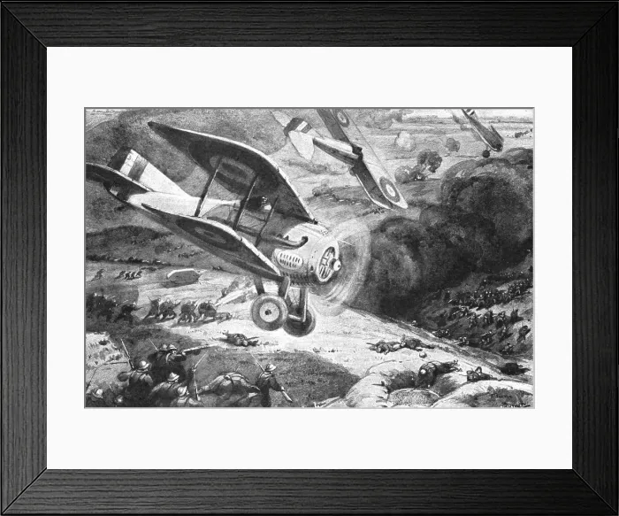 Framed Print : Combat Aerien; Au combat avec l'infanterie; La guerre de mouvements reparu en 1918. Creator: Maurice Busset Framed Print : Combat Aerien; Au combat avec l'infanterie; La guerre de mouvements reparu en 1918. Creator: Maurice Busset
