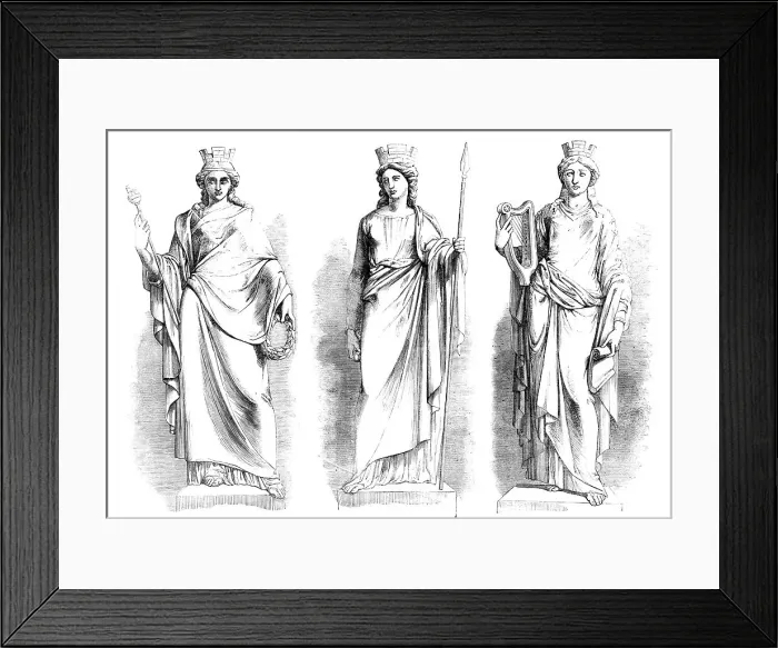 Framed Print : The New Inland Revenue Office - Statues just placed on the New Front of Somerset House, 1857. Creator: Unknown Framed Print : The New Inland Revenue Office - Statues just placed on the New Front of Somerset House, 1857. Creator: Unknown