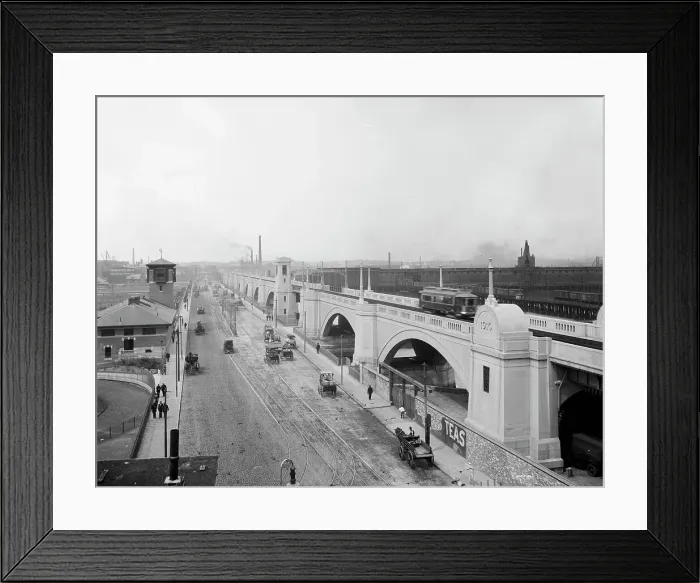 Framed Print : East Cambridge Bridge, Boston, Mass. between 1910 and 1920. Creator: Unknown Framed Print : East Cambridge Bridge, Boston, Mass. between 1910 and 1920. Creator: Unknown