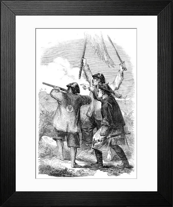 Framed Print : The War in China - Chinese Mandarin and Soldiers, 1857. Creator: Unknown Framed Print : The War in China - Chinese Mandarin and Soldiers, 1857. Creator: Unknown
