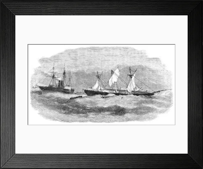 Framed Print : The Rover's Bride abandoned at sea - boat of the Royal Mail Steamer Atrato boarding, 1857. Creator: Unknown. The Rover's Bride abandoned at sea - boat of the Royal Mail Steamer Atrato boarding, 1857. Creator: Unknown Framed Print : The Rover's Bride abandoned at sea - boat of the Royal Mail Steamer Atrato boarding, 1857. Creator: Unknown. The Rover's Bride abandoned at sea - boat of the Royal Mail Steamer Atrato boarding, 1857. Creator: Unknown