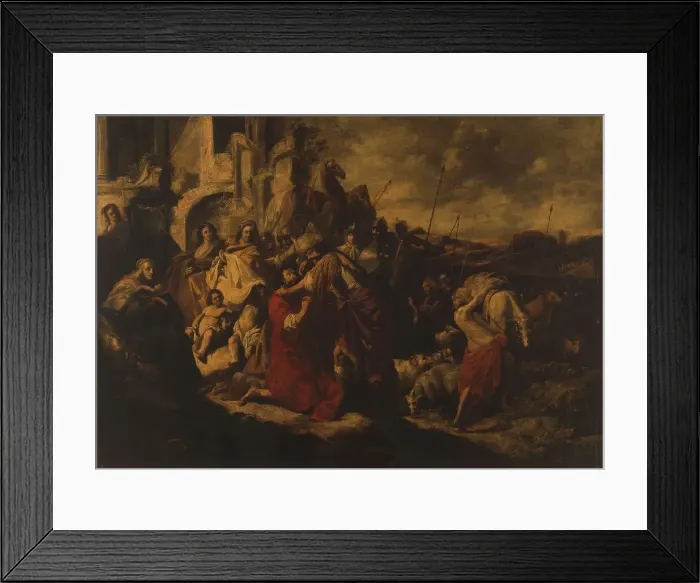 Framed Print : The Meeting of Jacob and Esau, 1655. Creator: Jacob Hogers Framed Print : The Meeting of Jacob and Esau, 1655. Creator: Jacob Hogers