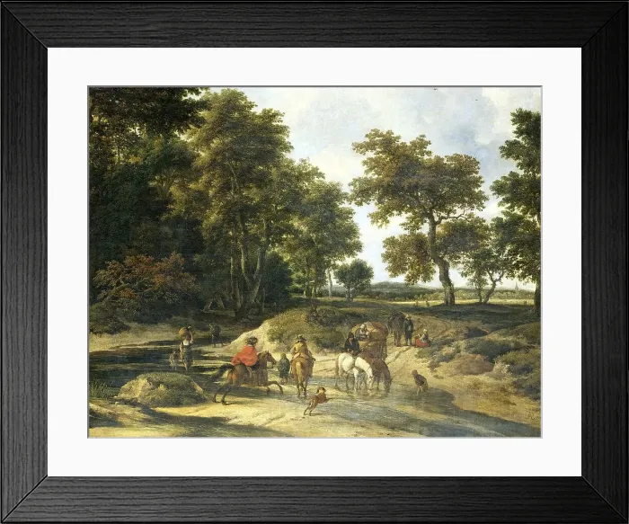 Framed Print : The ford, 1650-1682. Creator: Jacob van Ruisdael Framed Print : The ford, 1650-1682. Creator: Jacob van Ruisdael