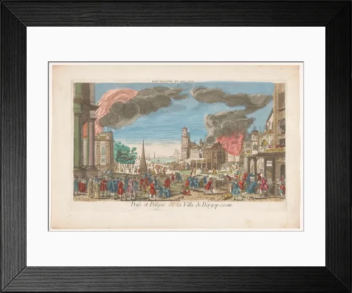 Framed Print : View of the intake and looting of Bergen op Zoom by the French in 1747, 1747-1799. Creator: Anon Framed Print : View of the intake and looting of Bergen op Zoom by the French in 1747, 1747-1799. Creator: Anon