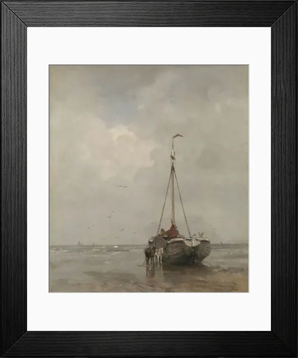 Framed Print : Bluff-bowed Fishing Boat on the Beach at Scheveningen, c.1885. Creator: Jacob Henricus Maris Framed Print : Bluff-bowed Fishing Boat on the Beach at Scheveningen, c.1885. Creator: Jacob Henricus Maris