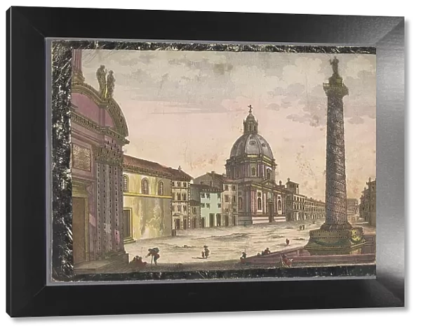 View of the church Santa Maria di Loreto and the column of Trajan in Rome, 1700-1799. Creator: Anon