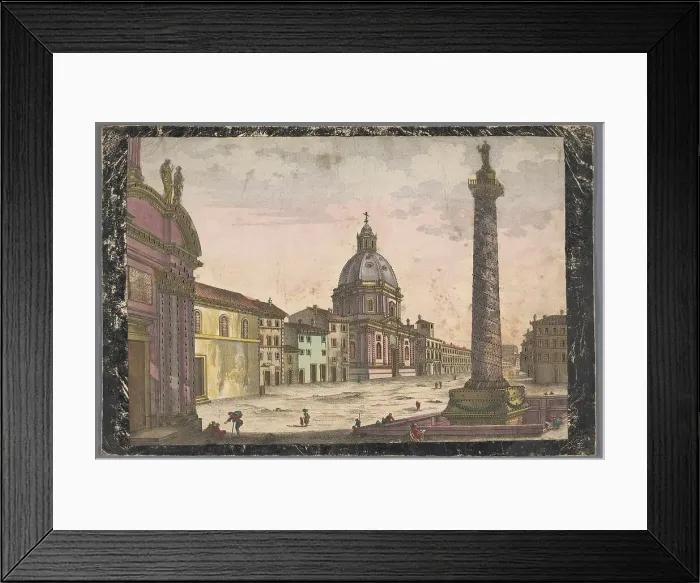 Framed Print : View of the church Santa Maria di Loreto and the column of Trajan in Rome, 1700-1799. Creator: Anon Framed Print : View of the church Santa Maria di Loreto and the column of Trajan in Rome, 1700-1799. Creator: Anon