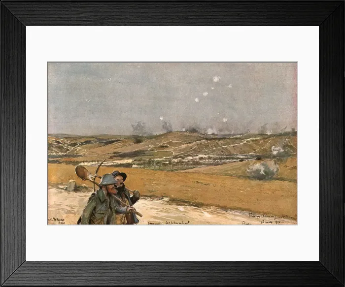 Framed Print : La hauteur de Douaumont vue du la Chaume, 1916 (1924) Creator: Francois Flameng Framed Print : La hauteur de Douaumont vue du la Chaume, 1916 (1924) Creator: Francois Flameng
