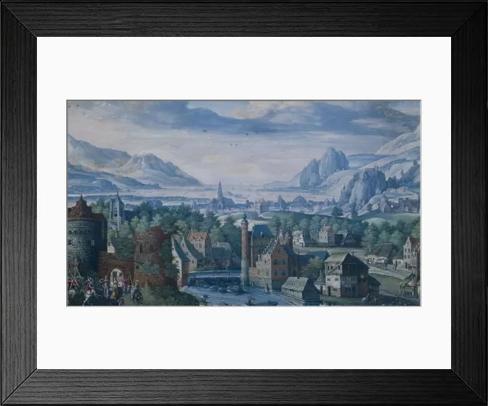 Framed Print : Landscape with the story of Jephthah's daughter, 1580-1589. Creator: Jacob Savery I Framed Print : Landscape with the story of Jephthah's daughter, 1580-1589. Creator: Jacob Savery I