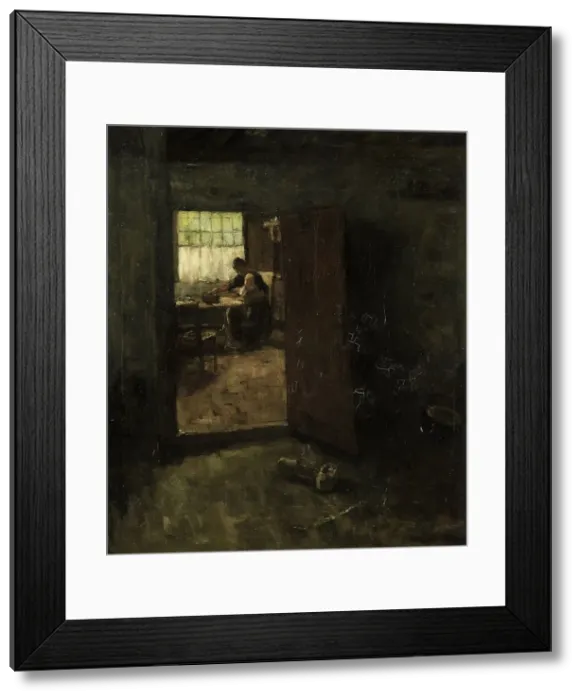 Framed Print : Domestic Interior with Country Woman and Child, c.1880-c.1907. Creator: Jacob Simon Hendrik Kever Framed Print : Domestic Interior with Country Woman and Child, c.1880-c.1907. Creator: Jacob Simon Hendrik Kever