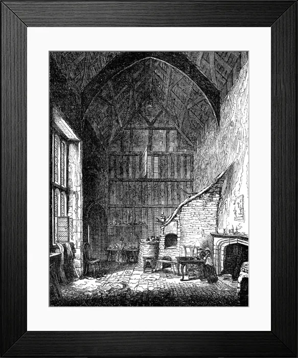 Framed Print : Hall of Childrey Down Manor-house, Berks. 1857. Creator: Unknown Framed Print : Hall of Childrey Down Manor-house, Berks. 1857. Creator: Unknown