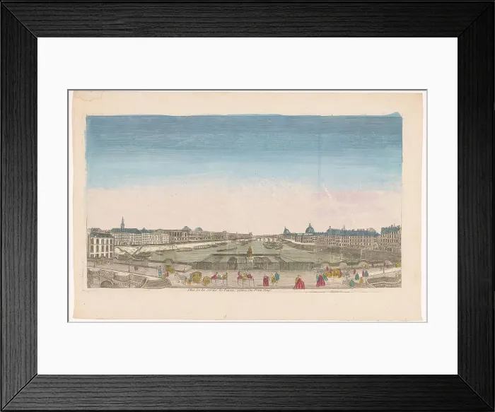 Framed Print : View of the Pont Neuf over the Seine River in Paris, seen towards the Pont Royal, 1700-1799. Creator: Anon Framed Print : View of the Pont Neuf over the Seine River in Paris, seen towards the Pont Royal, 1700-1799. Creator: Anon