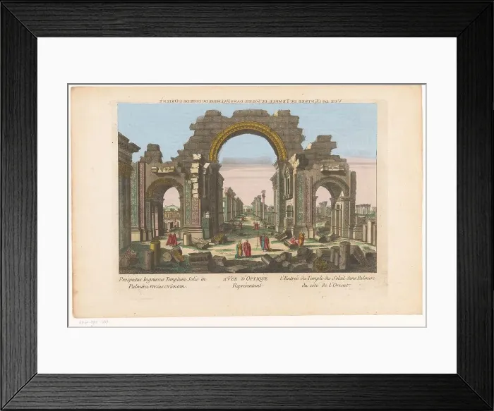 Framed Print : View of the ruins of the bow of the column gallery in Palmyra, seen from the east side, 1700-1799. Creator: Anon Framed Print : View of the ruins of the bow of the column gallery in Palmyra, seen from the east side, 1700-1799. Creator: Anon