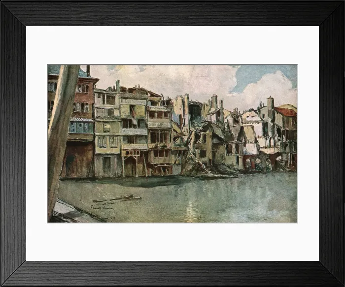 Framed Print : La Meuse a Verdun, 1916 (1924) Creator: Francois Flameng Framed Print : La Meuse a Verdun, 1916 (1924) Creator: Francois Flameng