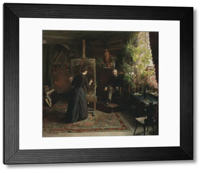 Framed Print : The Danish Artist Bertha Wegmann Painting a Portrait. Creator: Jeanna Maria Charlotta Bauck Framed Print : The Danish Artist Bertha Wegmann Painting a Portrait. Creator: Jeanna Maria Charlotta Bauck