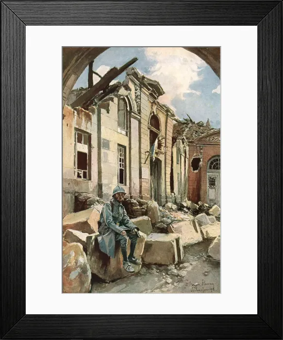 Framed Print : Cour de l'Eveche, 1916 Creator: Francois Flameng Framed Print : Cour de l'Eveche, 1916 Creator: Francois Flameng