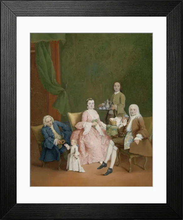 Framed Print : Portrait of a Venetian Family with a Manservant Serving Coffee, c.1752. Creator: Pietro Longhi Framed Print : Portrait of a Venetian Family with a Manservant Serving Coffee, c.1752. Creator: Pietro Longhi