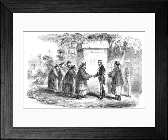 Framed Print : The War with China - Mr. Consul Parkes bidding Adieu to the Old Co-Hong Mandarins, 1857. Creator: Unknown Framed Print : The War with China - Mr. Consul Parkes bidding Adieu to the Old Co-Hong Mandarins, 1857. Creator: Unknown