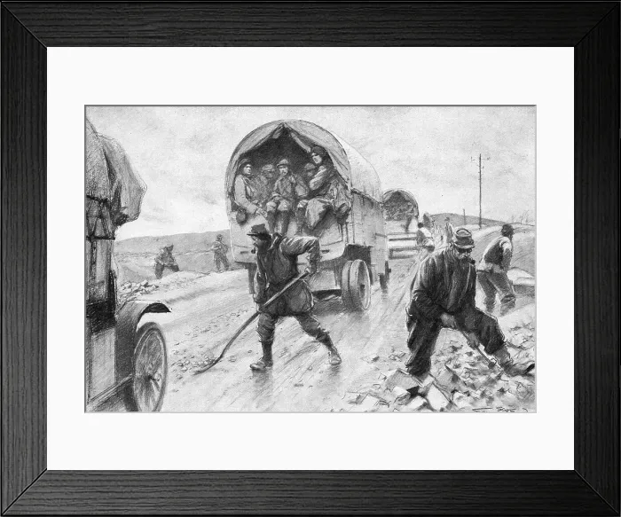 Framed Print : A L'arriere de Verdun; Sur la route de Bar a Verdun, le passage continu des... 1916 (1924) Creator: Georges Bertin Scott Framed Print : A L'arriere de Verdun; Sur la route de Bar a Verdun, le passage continu des... 1916 (1924) Creator: Georges Bertin Scott