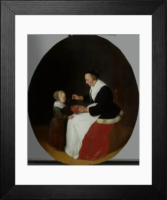 Framed Print : A Mother Feeding Porridge to her Child, 1653-1655. Creator: Gerritsz Quiringh van Brekelenkam Framed Print : A Mother Feeding Porridge to her Child, 1653-1655. Creator: Gerritsz Quiringh van Brekelenkam