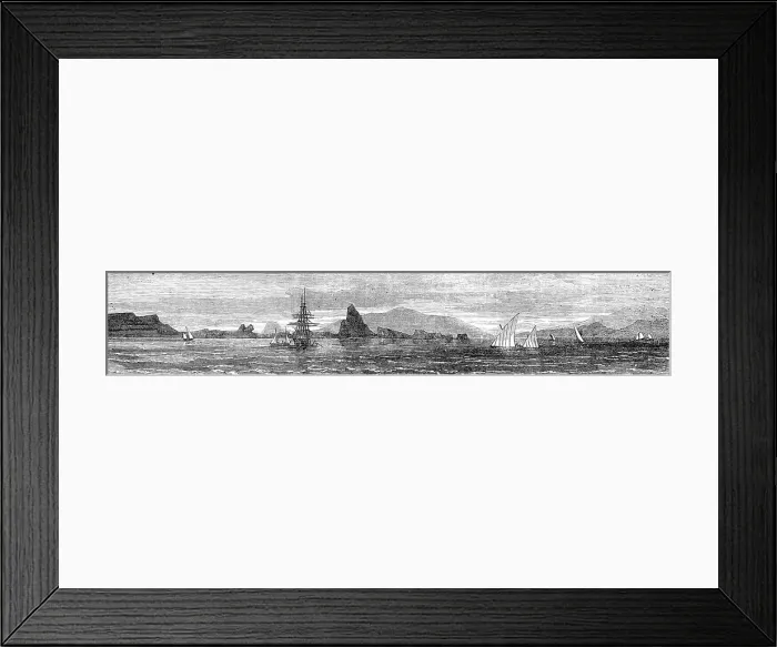 Framed Print : The Persian Expedition - Island of Kishni, Entrance to Clarence Strait (from the Semiramis'), 1857. Creator: Unknown. The Persian Expedition - Island of Kishni, Entrance to Clarence Strait (from the Semiramis'), 1857. Creator: Unknown Framed Print : The Persian Expedition - Island of Kishni, Entrance to Clarence Strait (from the Semiramis'), 1857. Creator: Unknown. The Persian Expedition - Island of Kishni, Entrance to Clarence Strait (from the Semiramis'), 1857. Creator: Unknown