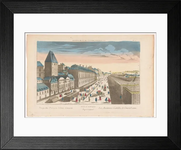 Framed Print : View of a street with wooden stalls in Vienna, 1700-1799. Creator: Anon Framed Print : View of a street with wooden stalls in Vienna, 1700-1799. Creator: Anon